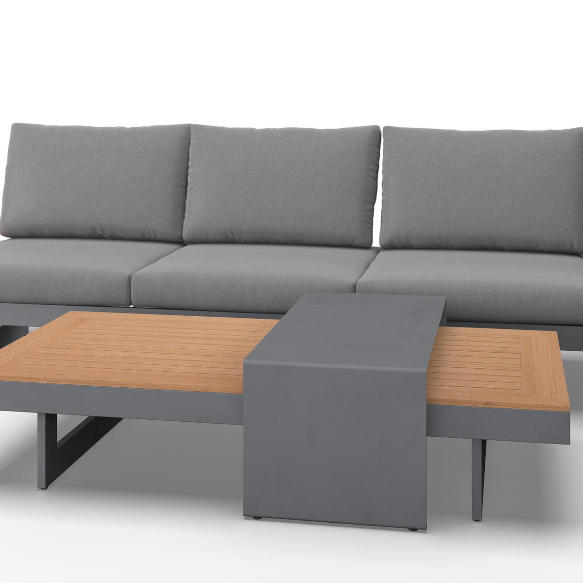 LOUNGEGARNITUR Sabrina Grau Metall/Outdoorstoff - Grau, Metall - Bessagi Garden