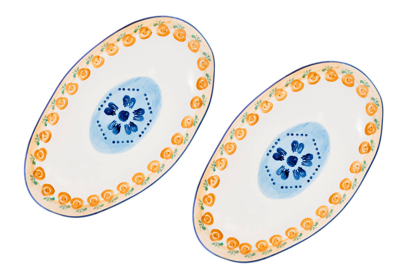 SERVIERPLATTEN Napoli 36,5 x 22 cm - 2er-Set - Zitrusfrucht - Weiß, Keramik (22/3/36.5cm) - Björn