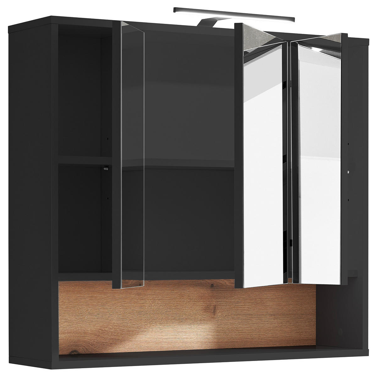 BELEUCHTETER SPIEGELSCHRANK - Anthrazit, Holzwerkstoff (80/72/21cm) - home24