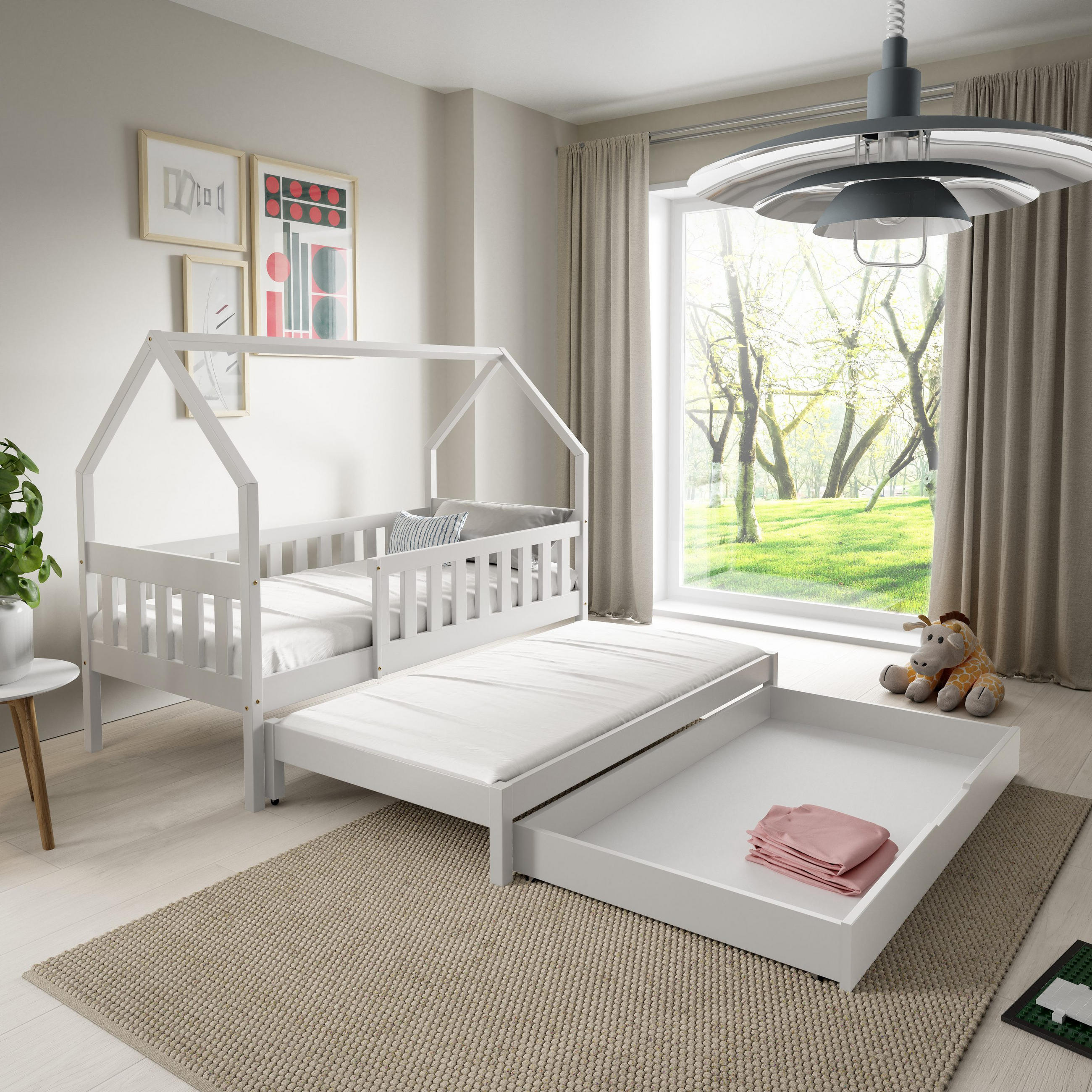 KINDERBETT BAMBINA mit Bettkasten 80x160 cm Weiß - Weiß, Holz (80/160cm) - MASSENO