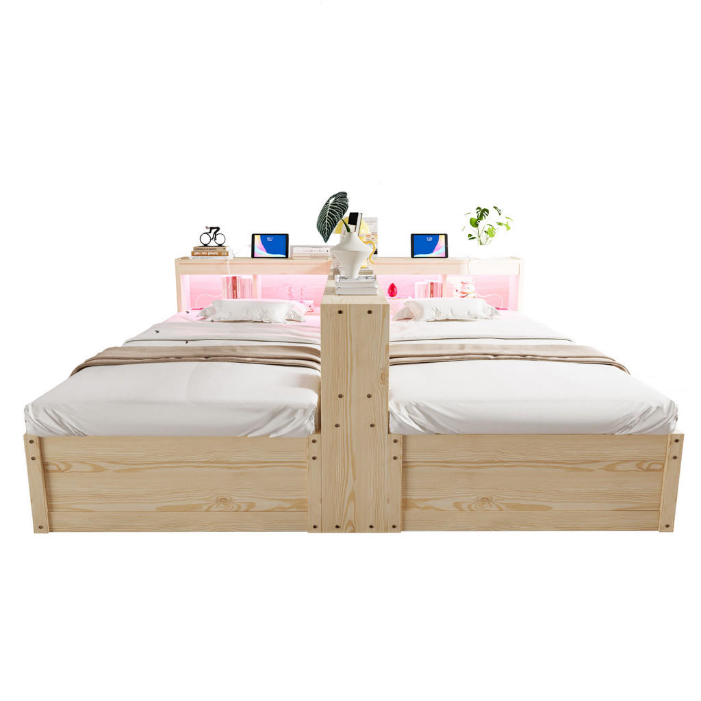 FLIEKS ROZKLÁDACÍ POHOVKA 90x200cm LED Úložná USB Dřevo