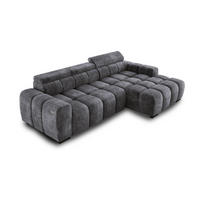 ECKSOFA OMBO 285x168x77/97 cm, Rechts, Schlaffunktion, elektr. Sitz, Kopfstützen, hydrophober EDEN-Stoff – Graphit - Anthrazit, Holz/Textil (285/168cm) - DomoHome