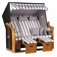 STRANDKORB XXL Ostsee 3Sitzer PE Schwarz - Schwarz/Braun, Metall (160/160/80cm) - Mr. Deko