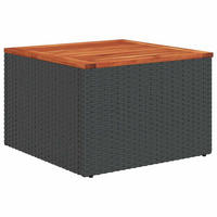 GARTENTISCH Schwarz 55/55/37 Cm Poly Rattan Und Akazienholz - Schwarz/Braun, Kunststoff (55/55/37cm) - vidaXL