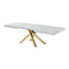 ESSTISCH ausziehbar - 6 bis 10 Personen - MDF & Metall - Marmor-Optik Weiß & Goldfarben - CATONAV - Weiß, Holz (240/90/75cm) - Vente-Unique