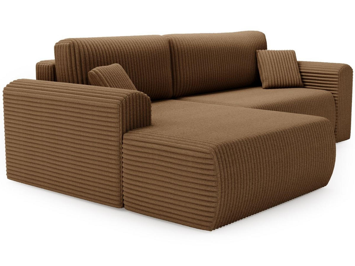 ECKSOFA Belvio Braun Links - Schwarz/Braun, Holz/Textil (257/177cm) - Graingold