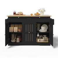 SERVIERWAGEN in Schwarz Kücheninsel mit klappbarer Arbeitsplatte und Schubladen, L120 × T45 (70) × H92 cm - Schwarz, Holzwerkstoff (137/92/70cm) - STILVORA