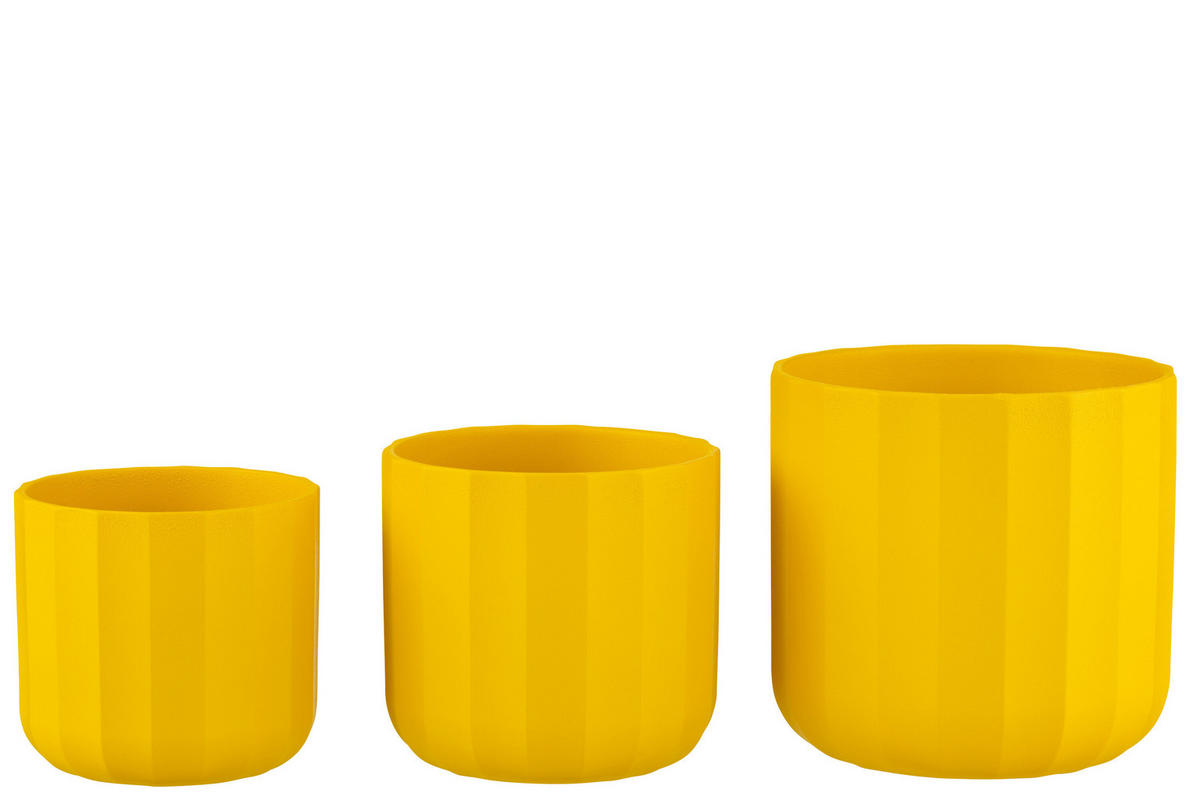 BLUMENTOPF SUMMER - Töpferei - Gelb - L - 2er set - Ø 18,5 cm - Gelb, Keramik (18.5/18cm) - J-Line