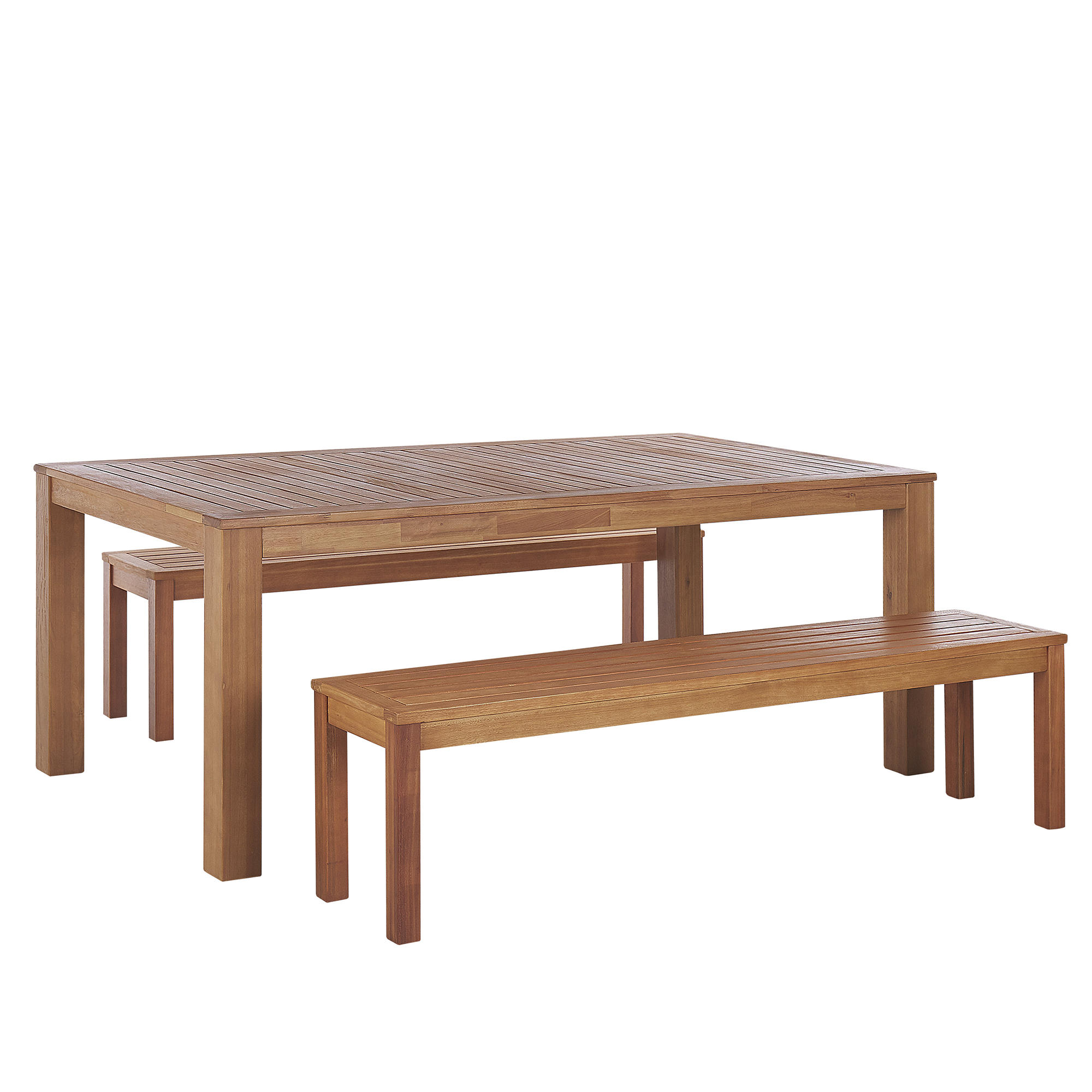 GARTENMÖBEL SET 6-Sitzer Eukalyptusholz hellbraun Monsano - Hellbraun, Holz - Beliani