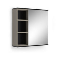 BADSPIEGELSCHRANK Joli Greige 60 x 60 cm mit Spiegel - Greige/Schwarz, Holzwerkstoff (60/60/17.4cm) - Vicco