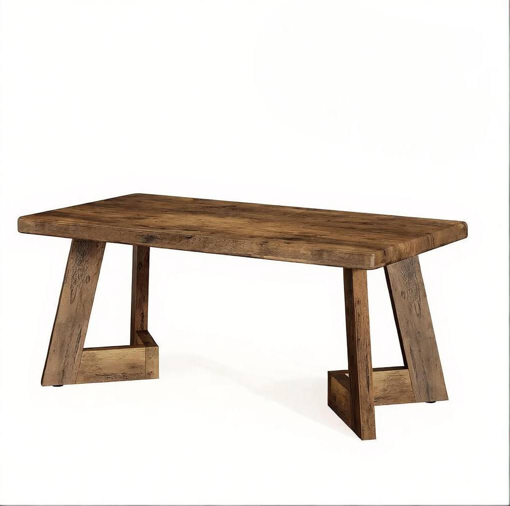 COUCHTISCH 120/60/51 cm rustikales Braun aus Holz mit 4 cm Tischplatte - Kastanienfarben, Holz (60/120/50cm) - OKWISH