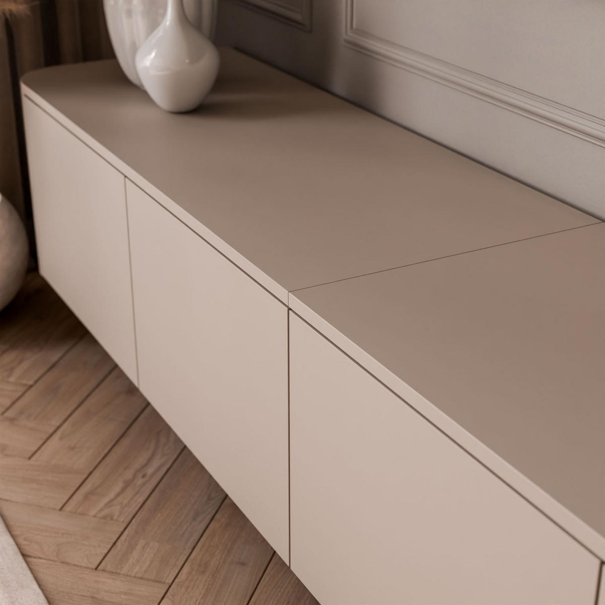 TV-HÄNGESCHRANK CELESTE mit LED-Beleuchtung, Push-to-open System - Kaschmir, Holzwerkstoff (200/33.5/40cm) - Lookway