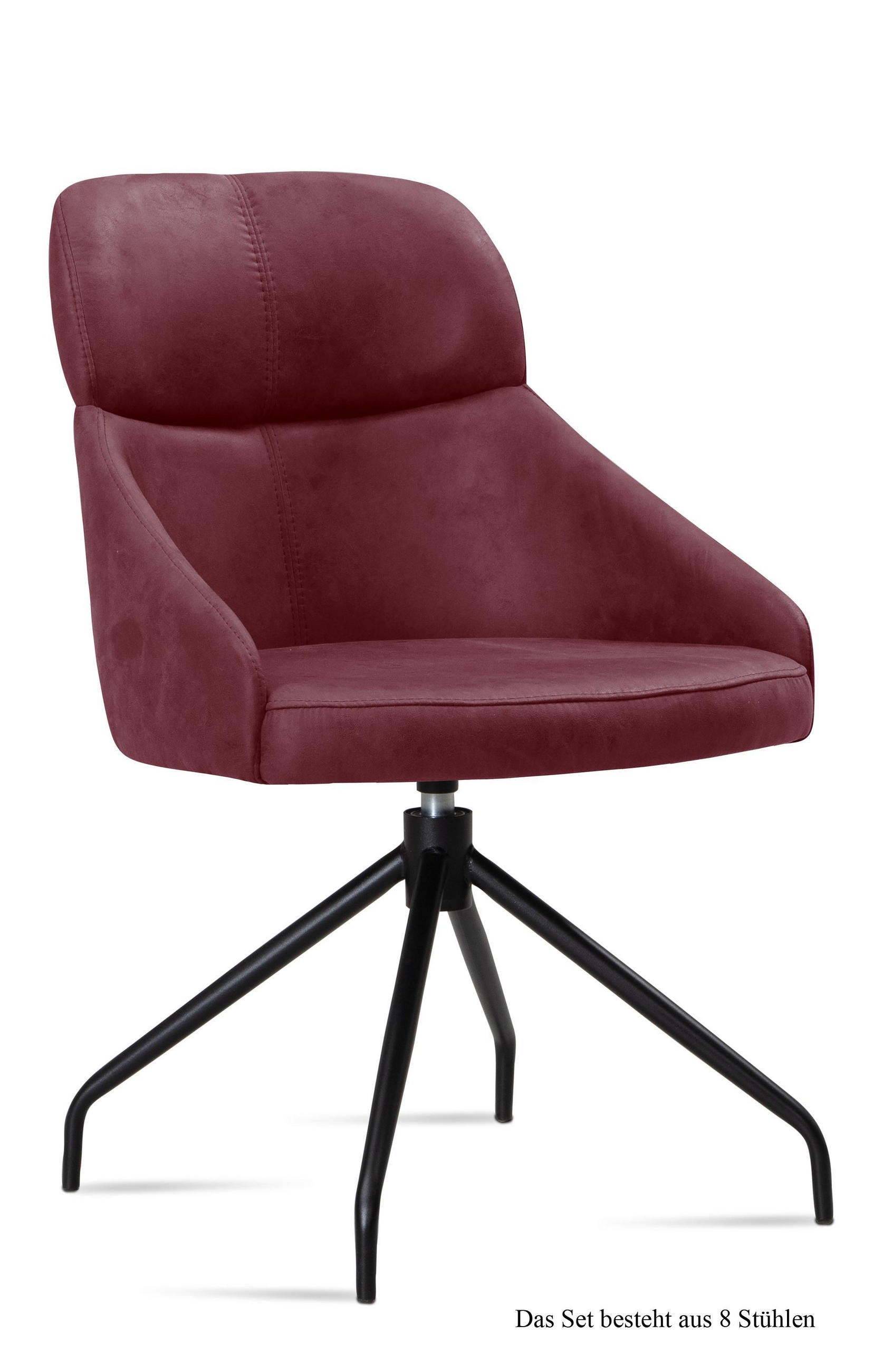 ESSZIMMERSTUHL drehbar (8er-Set) Dorian 52x82x63 Schwarz/Marsala - Brombeere/Schwarz, Kunststoff (63/82/52cm) - 58aufmkessel