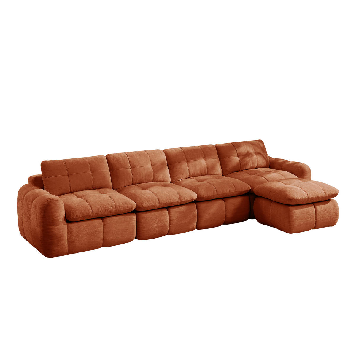 ECKSOFA 334/160/68 cm Orange Chenille mit 1 Fußhocker - Orange, Textil (334/160cm) - Oxeza