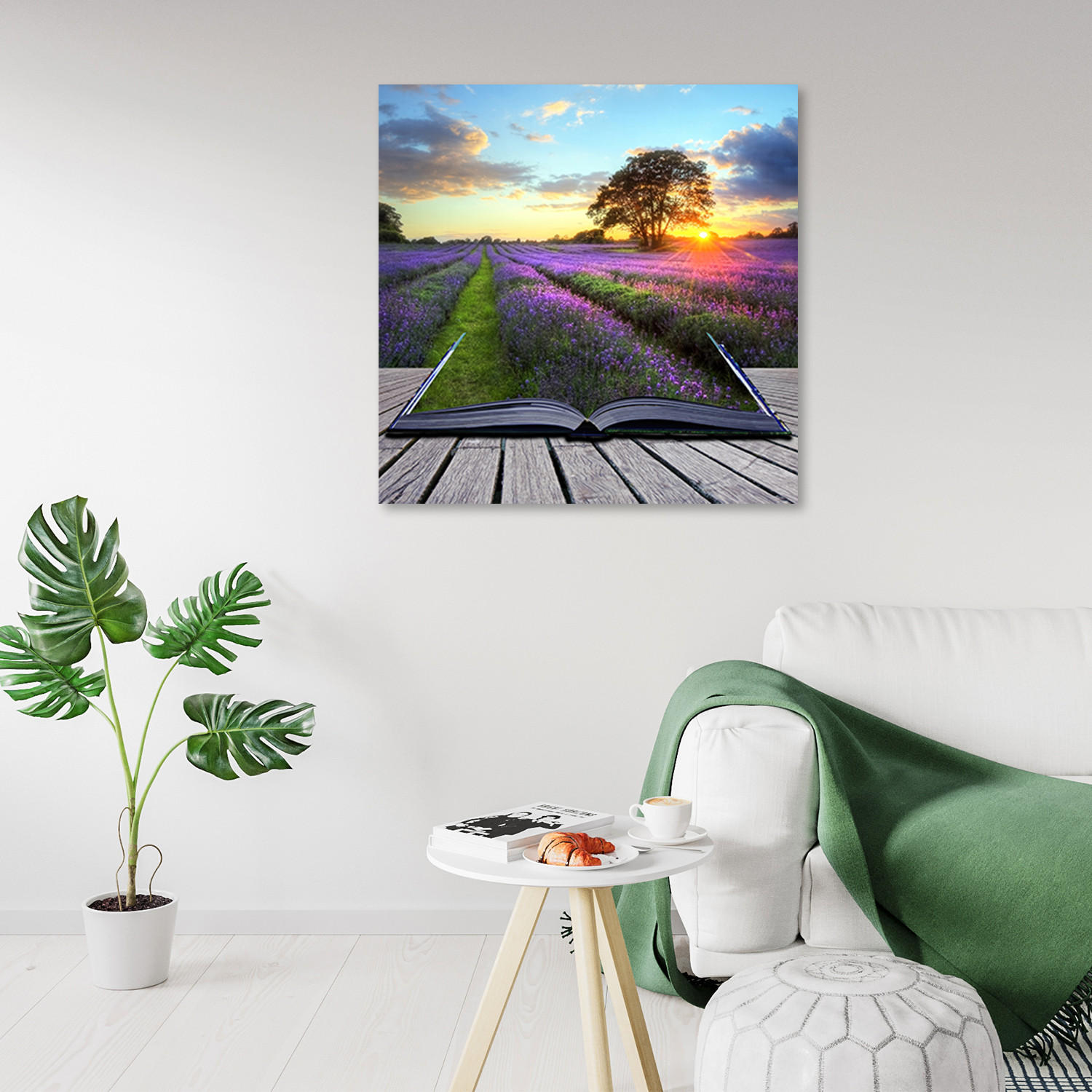 WANDBILD, Landschaften - Lila 50x50cm - Lila, Textil (50/50cm) - Feeby