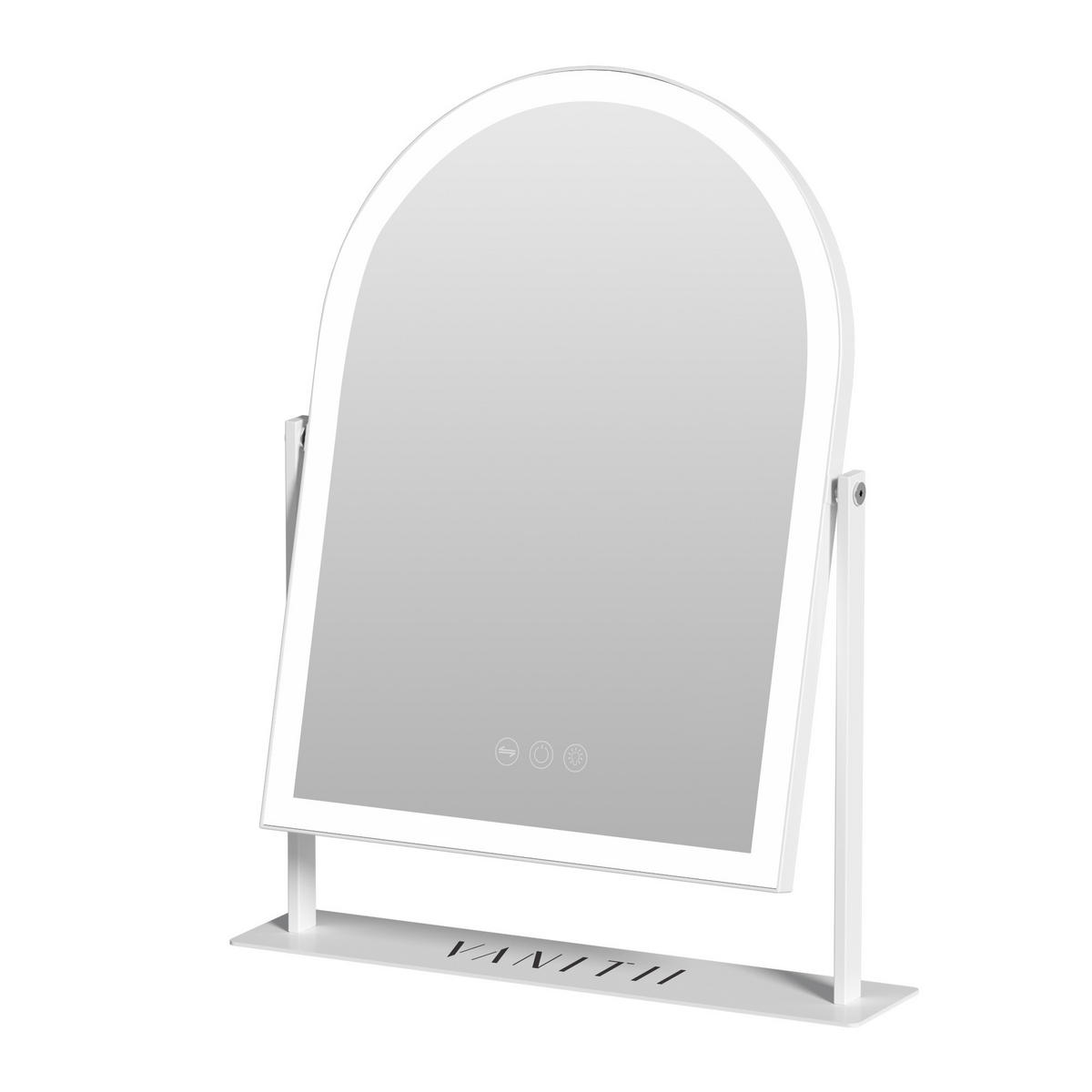 SCHMINKSPIEGEL mit LED Gewölbter Lichtleiste weiß 30/41 cm - Weiß, Metall (30/41/3cm) - VANITII