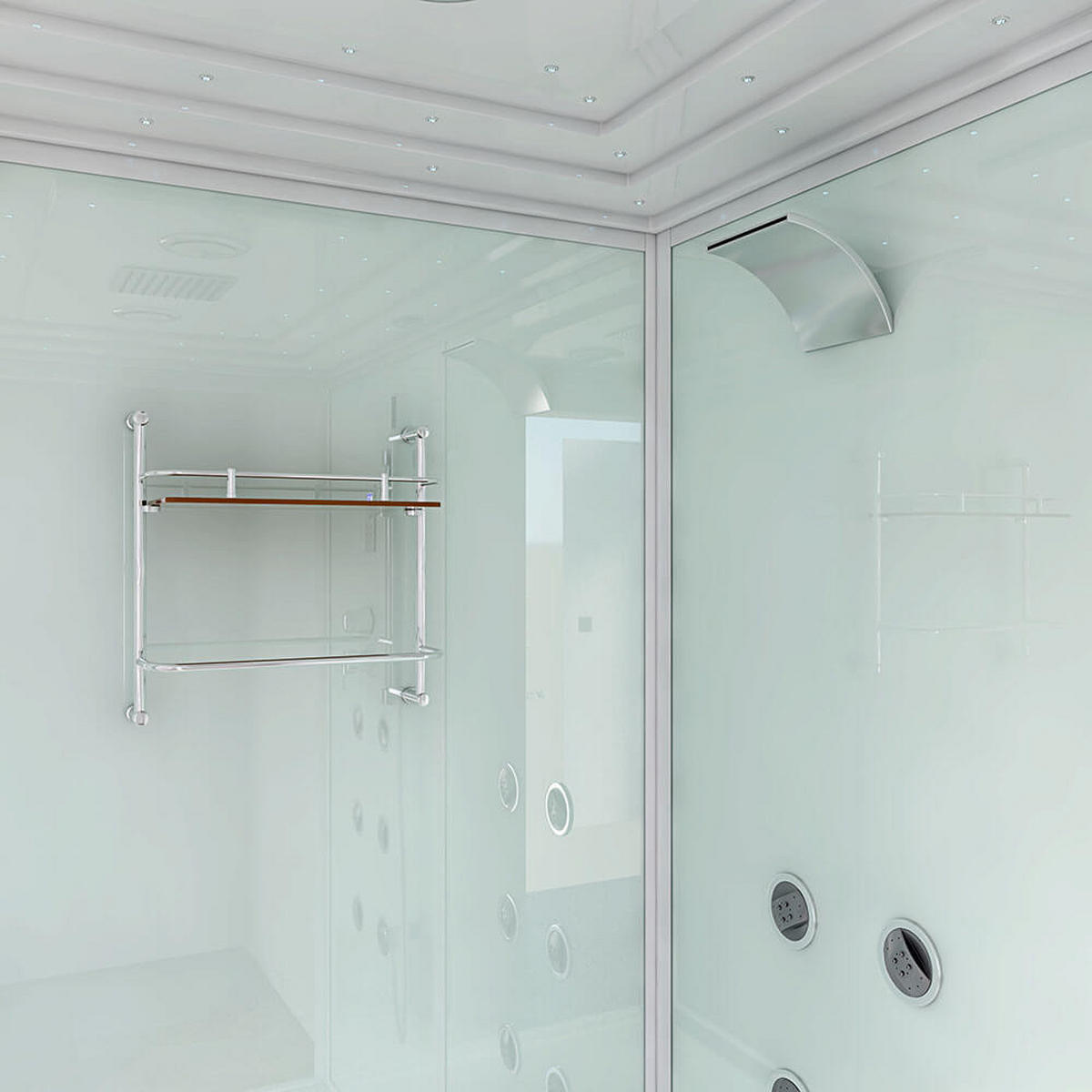 DAMPFDUSCHE DESIGN XL - XL - Weiß, Glas (130cm) - Home Deluxe