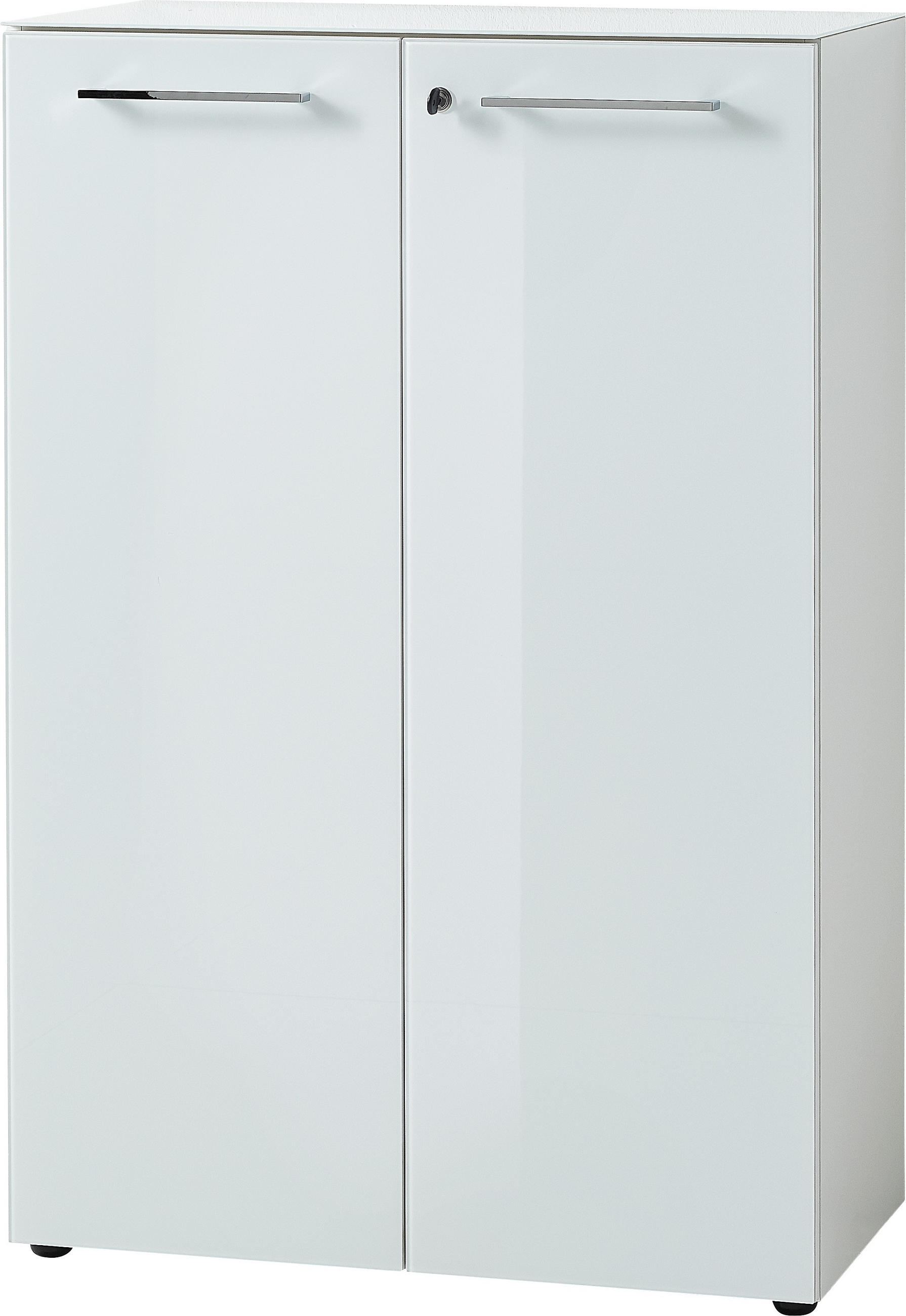 AKTENSCHRANK "Muenchen" Glasfront Soft-Close Abschließbar, Weiß 80x37x120cm - Weiß, Holzwerkstoff/Metall (80/120/37cm) - KADIMA DESIGN