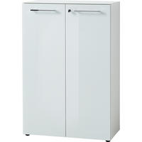 AKTENSCHRANK "Muenchen" Glasfront Soft-Close Abschließbar, Weiß 80x37x120cm - Weiß, Holzwerkstoff/Metall (80/120/37cm) - KADIMA DESIGN