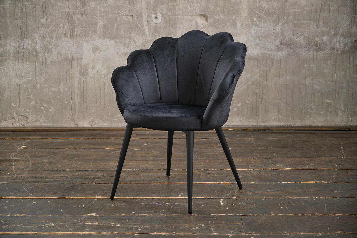 ESSZIMMERSTUHL CARLA Schwarz Velvet - Schwarz, Textil (65/79/58cm) - KAWOLA