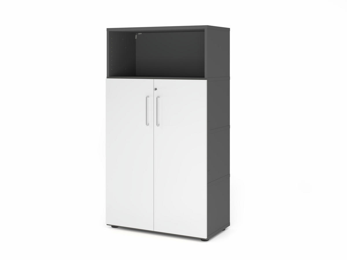 BÜROMÖBEL Easy Office in Graphit und Weiß 6 teilig - Weiß, Holzwerkstoff (120/80/200cm)