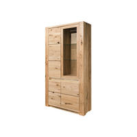 VITRINE Wildeiche 113x40x205 beige geölt KENT #202 - Beige, Holz (113/205/40cm) - Massivmoebel24