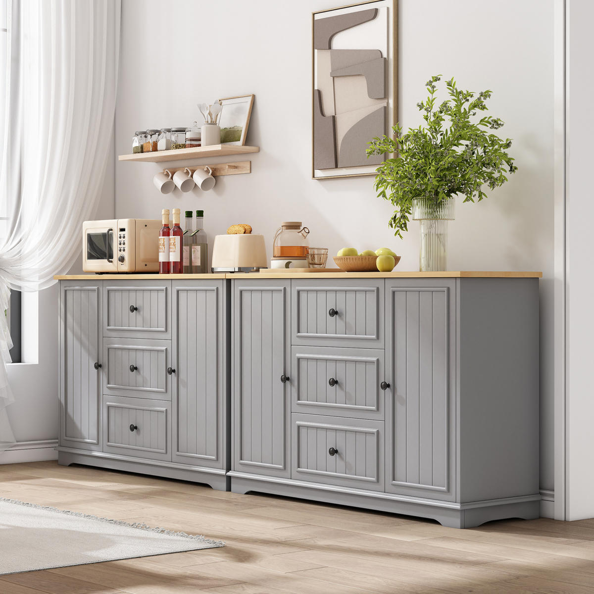 SIDEBOARD 126/40/86 cm grau aus MDF mit Schubladen und Türen - Grau, Holzwerkstoff (40/86/126cm) - OKWISH