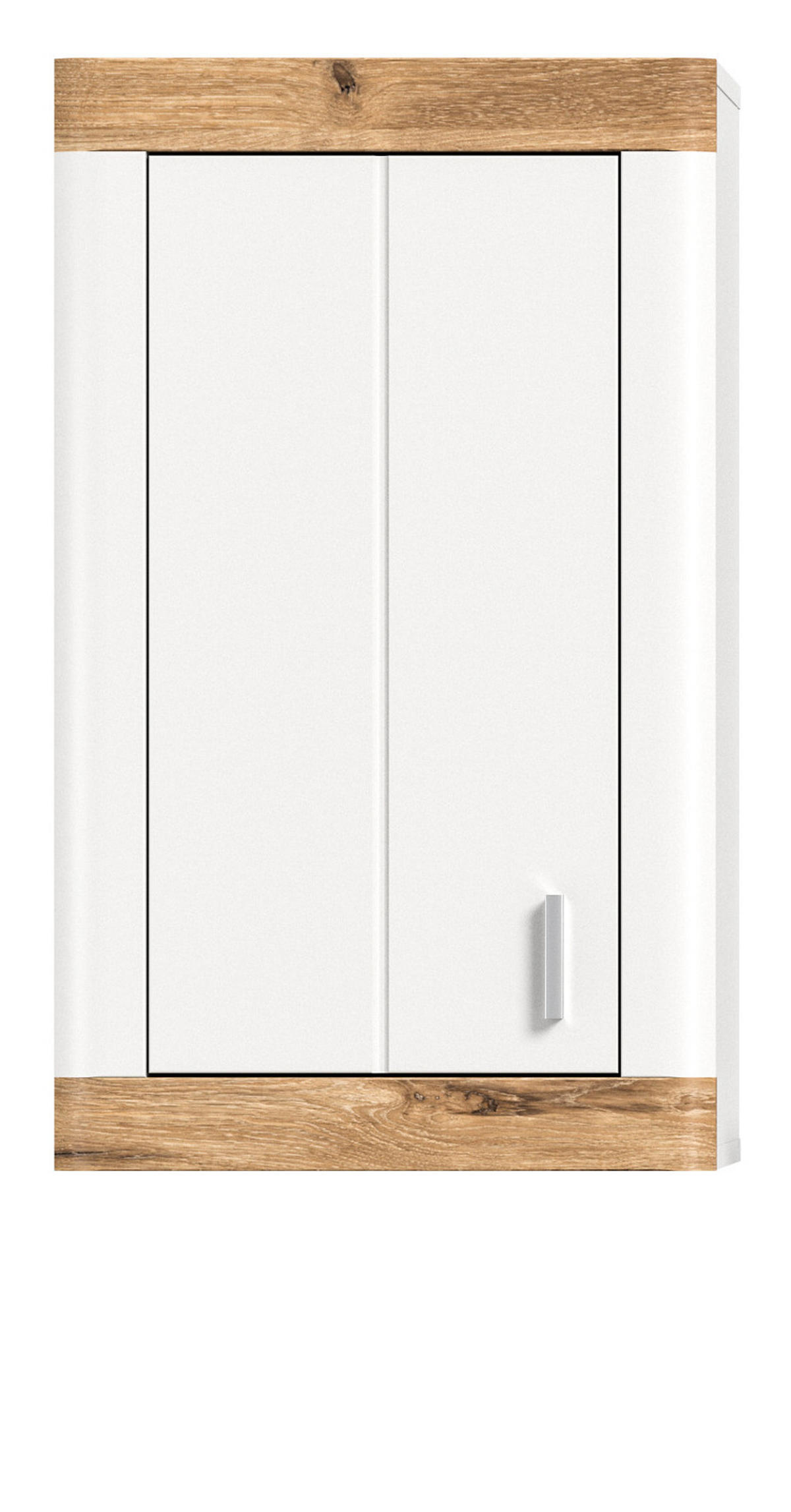 HÄNGESCHRANK weiß, Eiche 45 cm, Badschrank mit Soft-Close - Eichefarben/Silberfarben, Holzwerkstoff/Kunststoff (45/76/20cm) - Inn.Furn