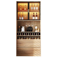 KÜCHENSCHRANK natur-optik 180 cm hoch mit 3-farben led & weinregal - Naturfarben, Holzwerkstoff (80/180/40cm) - Urban Meuble