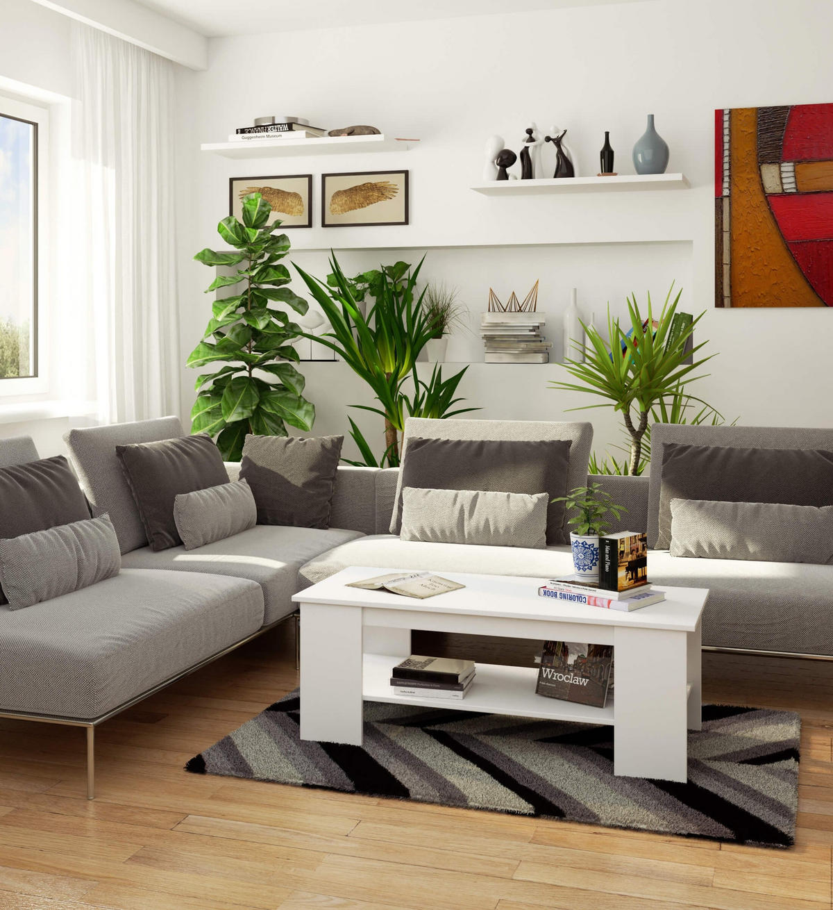 COUCHTISCH Weiß 45/120/50 - Weiß, Holzwerkstoff (50/120/45cm) - RAUMHIRSCH FURNITURE