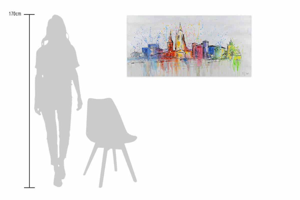 RUČNE MAĽOVANÝ AKRYLOVÝ OBRAZ 120/60 cm, viacfarebný, krajinný motív - viacfarebná, drevo/textil (120/60cm) - KUNSTLOFT