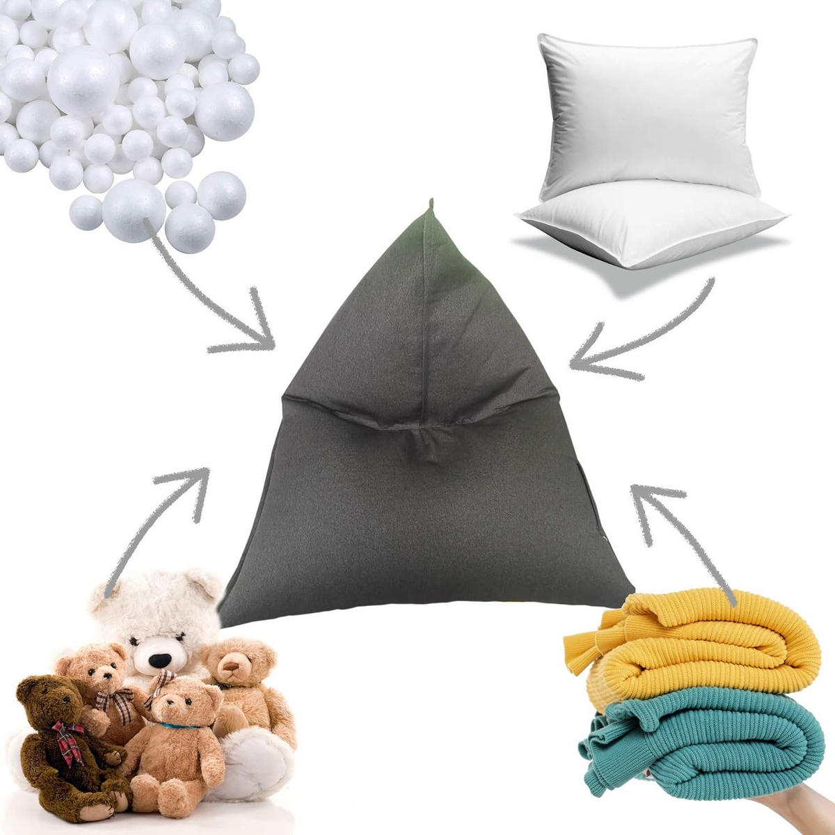 SITZSACKBEZUG Grau 130/110/50 cm - Grau, Textil (130/50/110cm) - Mobili Rebecca