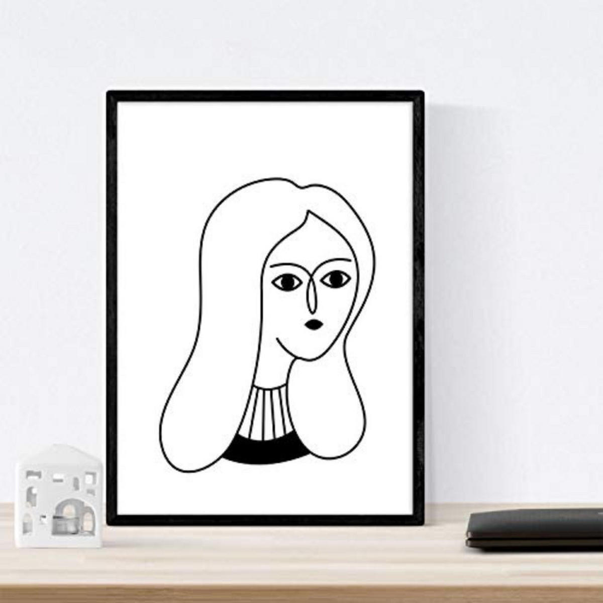 POSTER Set mit 4 „Vier Frauen in Weiß“ Zeichnungen A3 Rahmenlos - Klar, Papier (29.7/3cm) - Nacnic