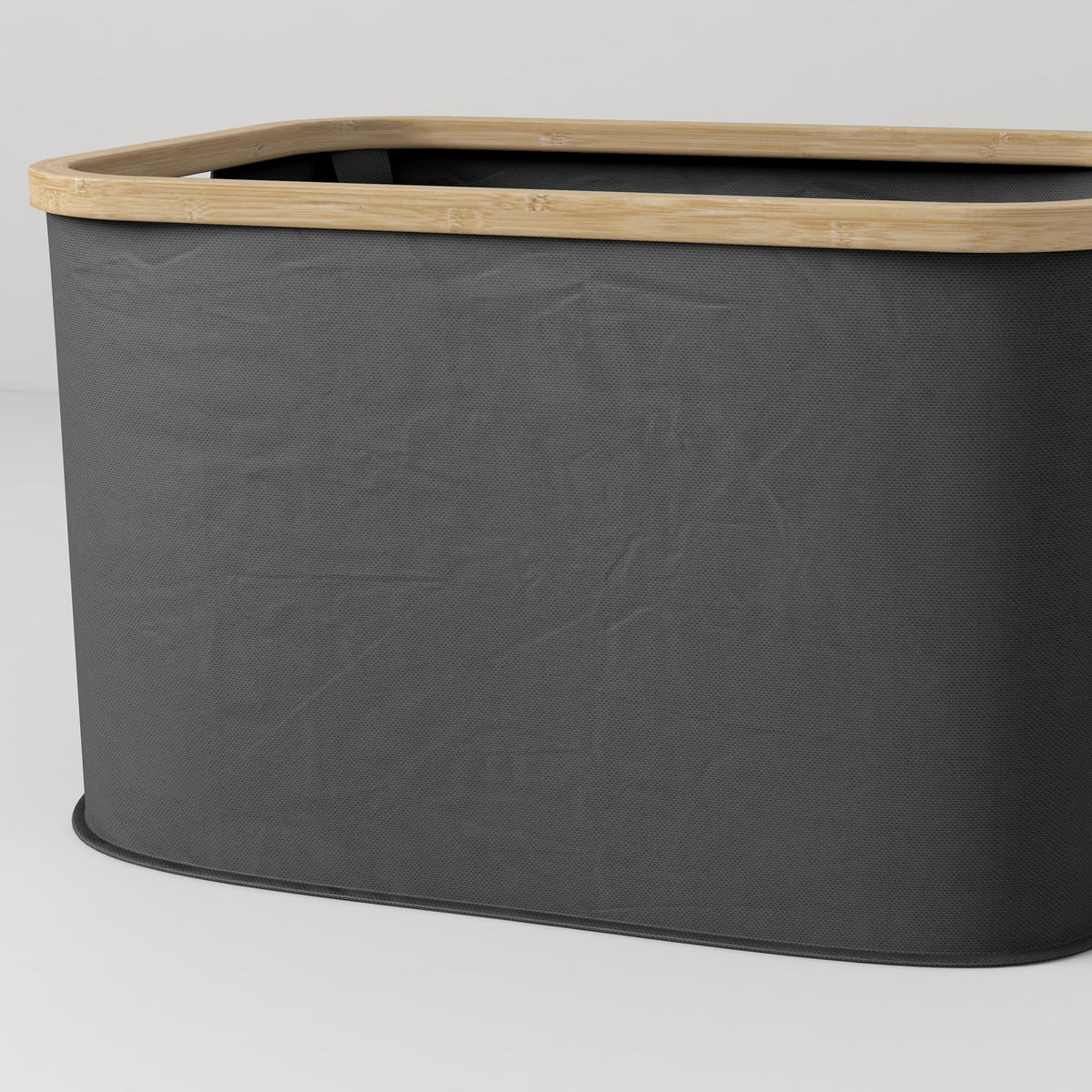 WÄSCHEKORB DE-18805 klappbar, 36L mit Bambusgriffen Schwarz - Schwarz, Textil (44.3/26.5/33.3cm) - ComfortXL