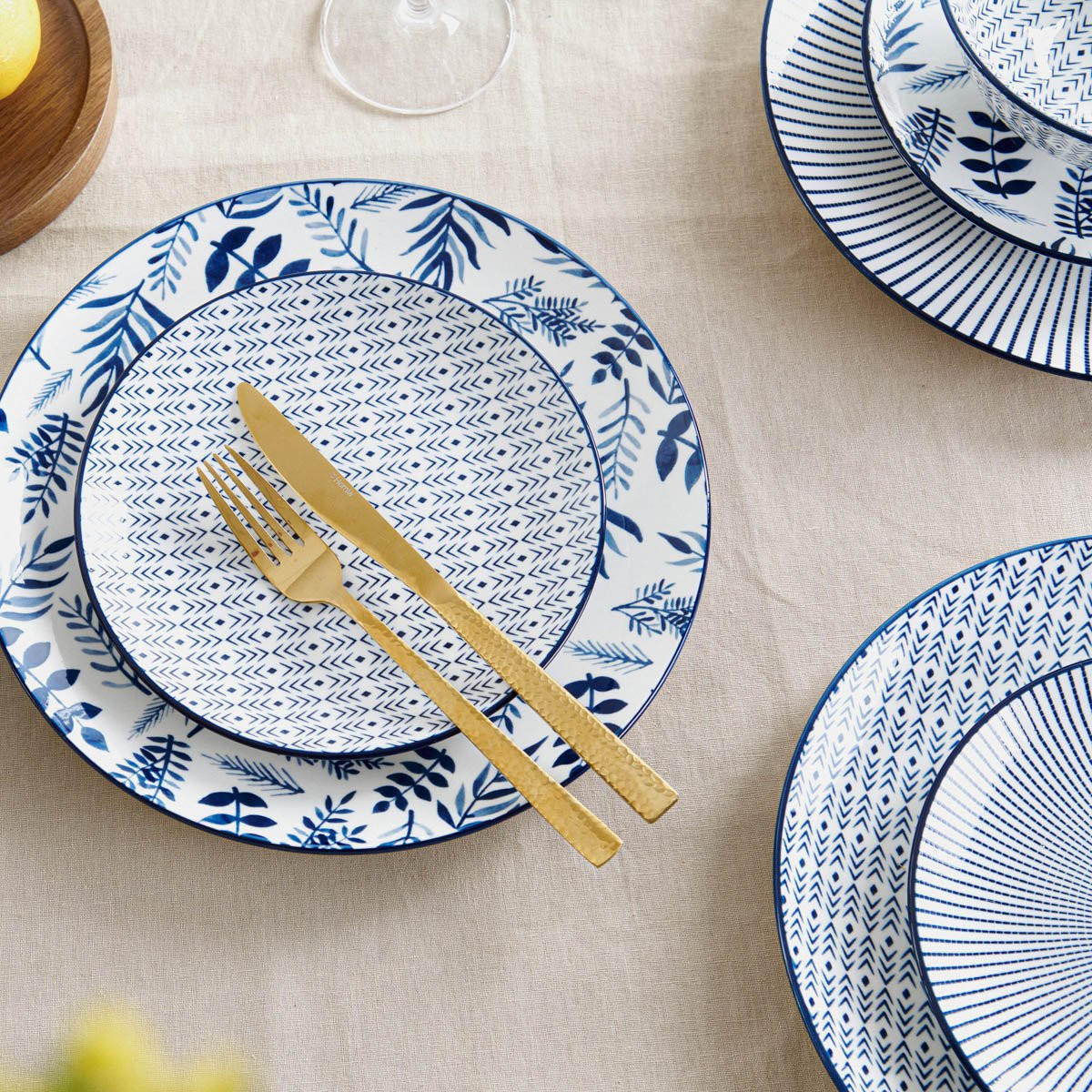 SCHALEN Navia dunkelblau mit braunem Rand 15 cm 4er-Set - Dunkelblau, Keramik (15/15/7cm) - Homla