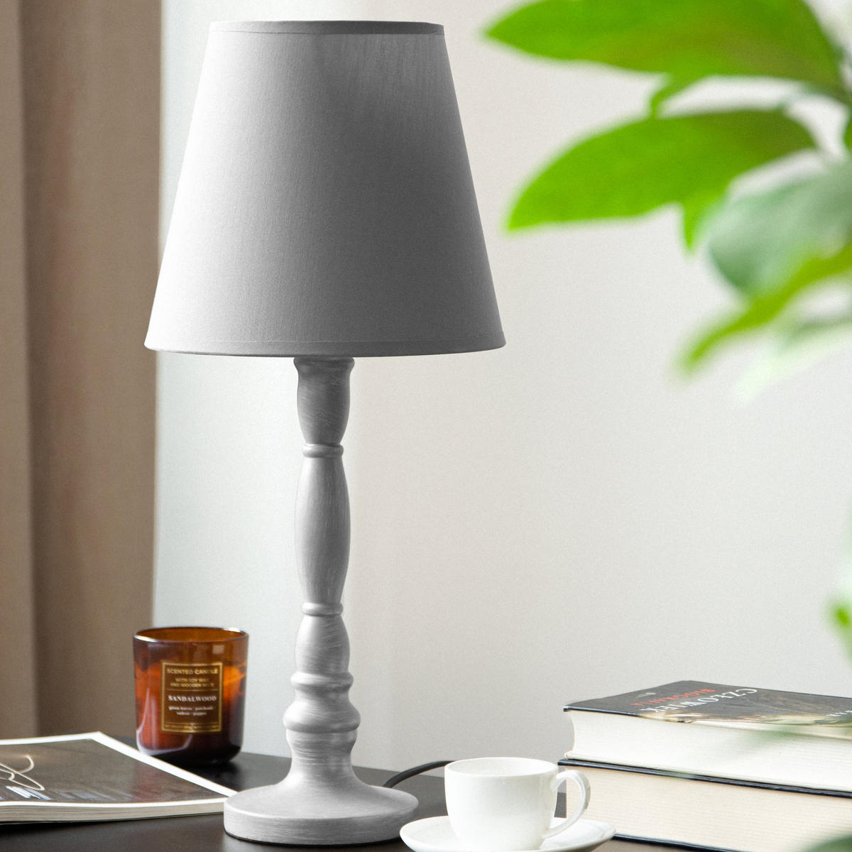 TISCHLAMPE GITTA 2-er Set, Grau - Grau, Keramik/Textil (22/22/51cm) - KONSIMO®