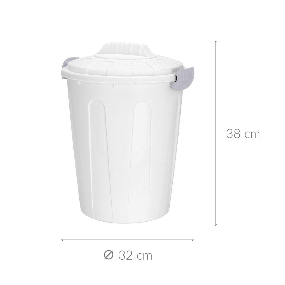 MÜLLKORB mit Deckel 23 l 32/32/38 cm - Weiß, Kunststoff (32/38/32cm) - Storage solutions