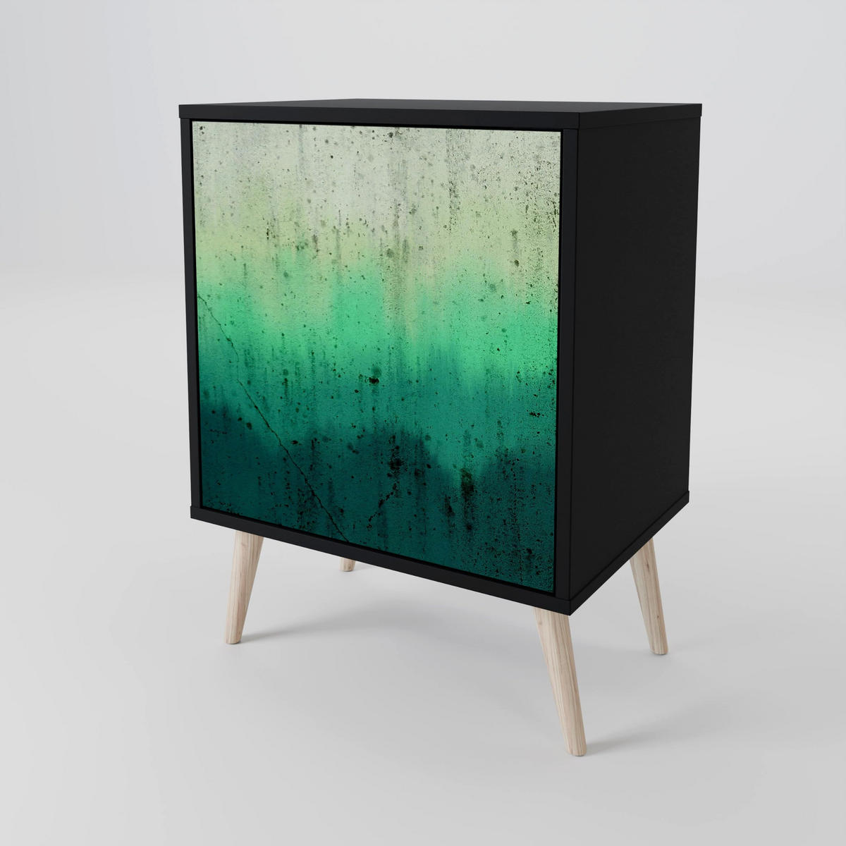 SIDEBOARD NORTHERN LIGHTS, Schwarz, 57,5x42x67,5 cm, Schwarze Metall-Rahmenfüße - Multicolor/Schwarz, Holzwerkstoff/Metall (57.5/67.5/42cm) - SpaceRebels