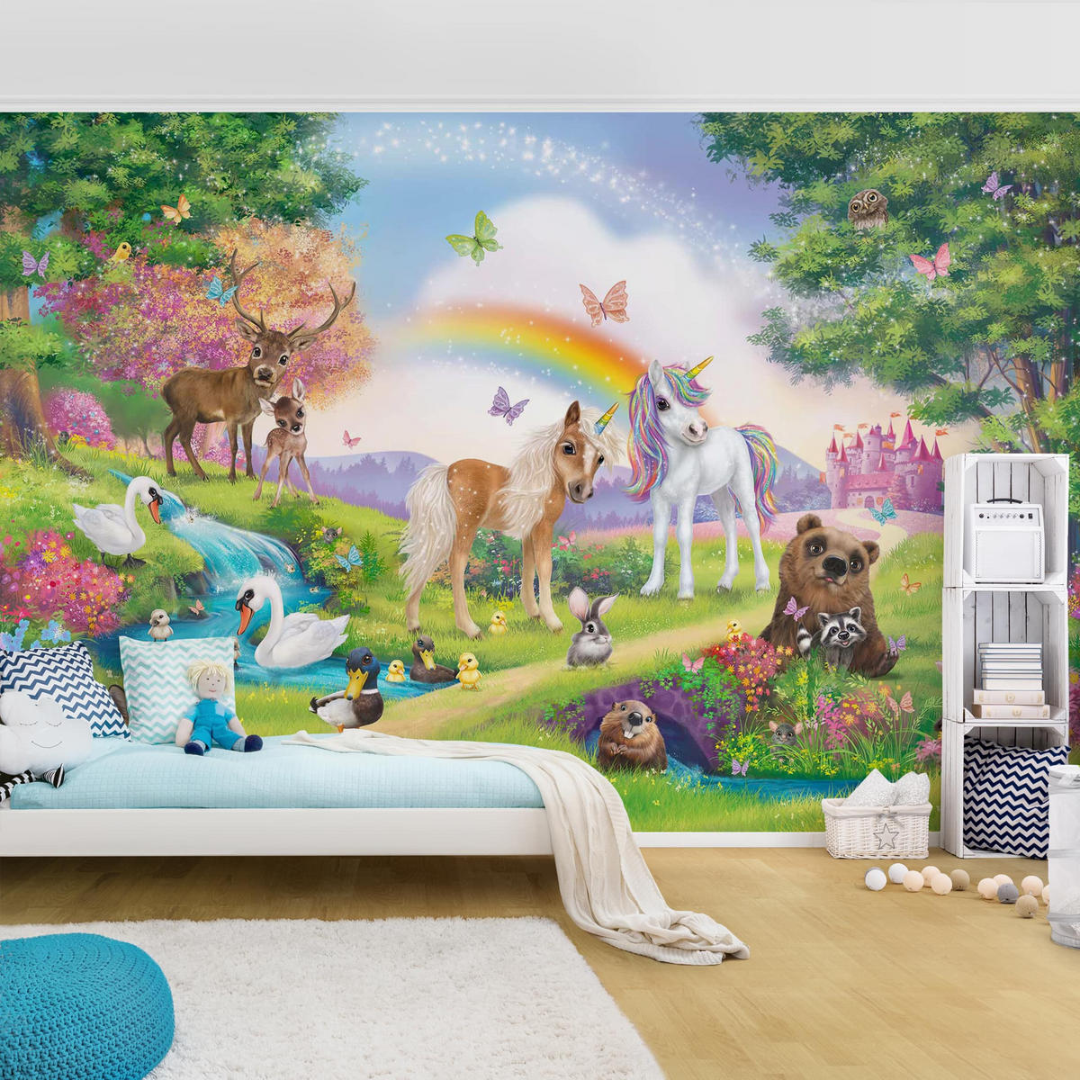 FOTOTAPETE Zauberwald mit Einhorn 432/290 cm - Multicolor, Papier (432/290cm) - Bilderwelten