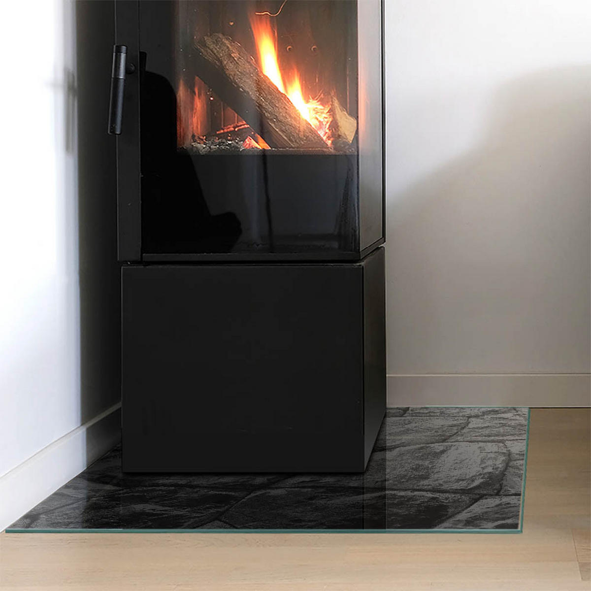 GLASPLATTE für Kamin 60x60 cm Grau - Grau, Glas (60/60/0.4cm) - ArtPrintCave