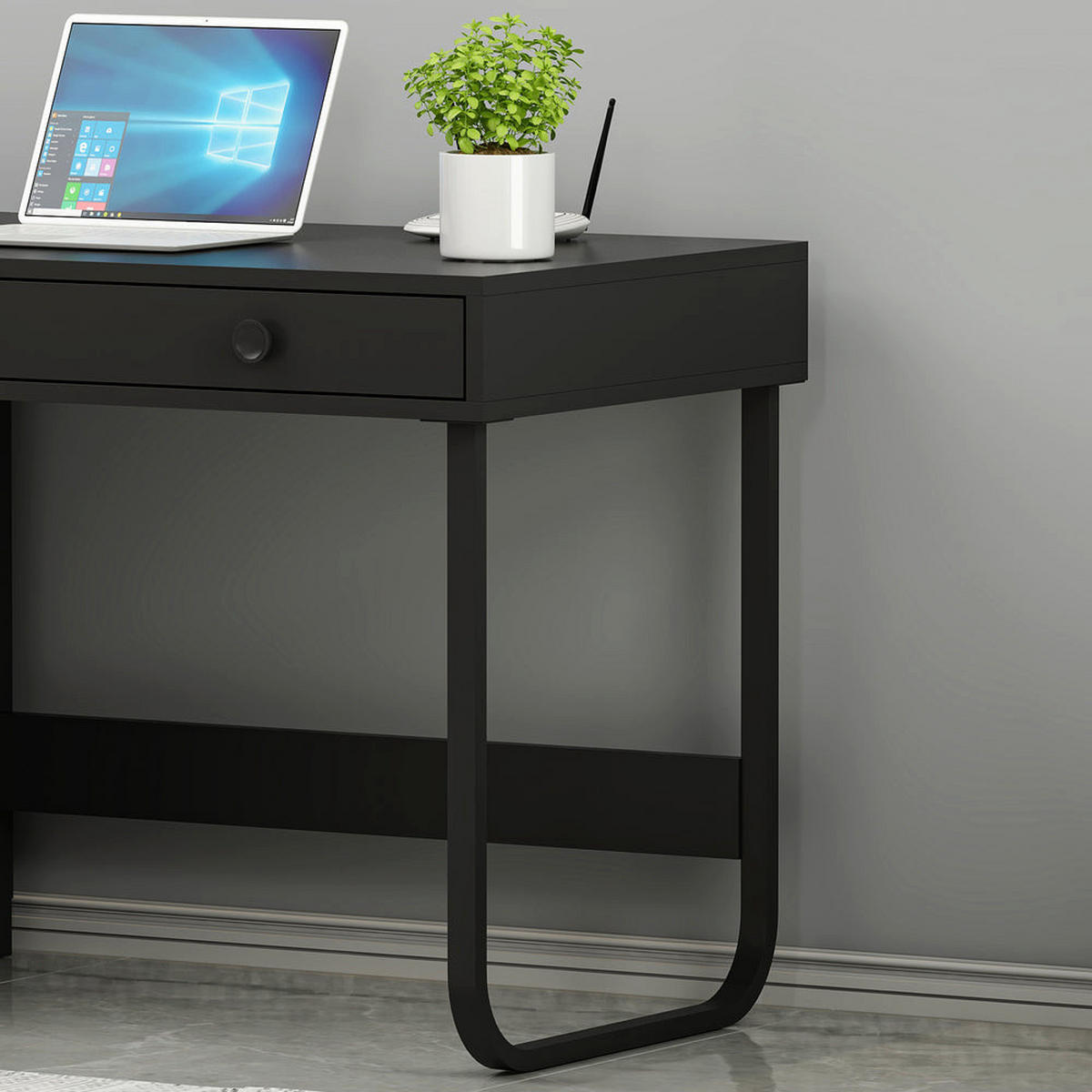 SCHREIBTISCH Asil mit Metallfüße Schwarz 9901 - Schwarz, Holzwerkstoff/Metall (60/120/73.8cm) - moebel17