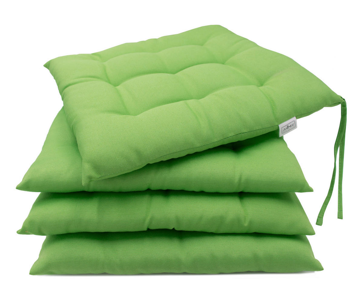 STUHLKISSEN, 4er-Set, 40x40 cm, 100% Polyester, Grün - Grün, Textil (40/40/3cm) - Zollner