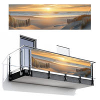 BALKON-SICHTSCHUTZ Strand - Dünen - Sonnenuntergang 300x95 cm - Sandfarben, Kunststoff (300/95cm) - MuchoWow