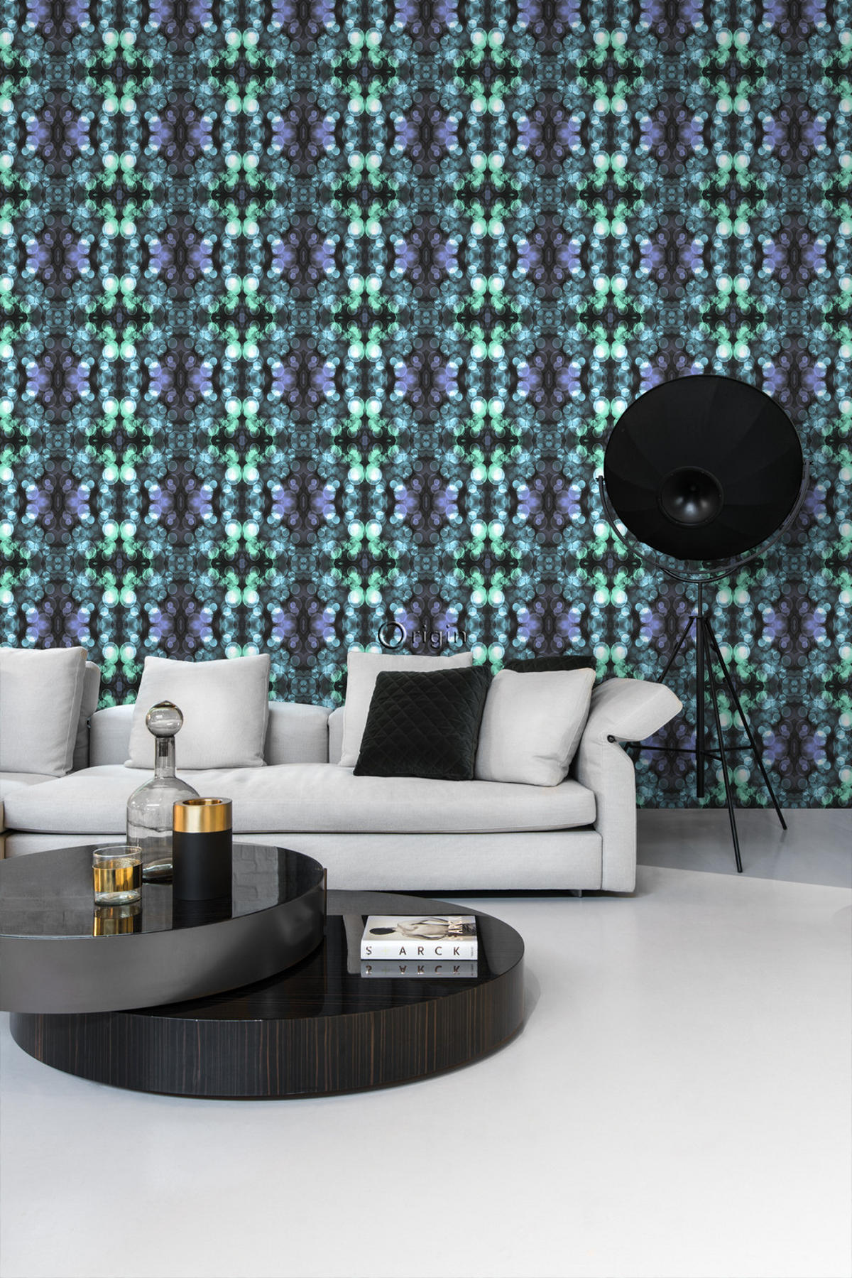 TAPETE Kaleidoskopmuster 53 cm x 10.05 m - Blau, Papier (53/1000cm) - Origin Wallcoverings