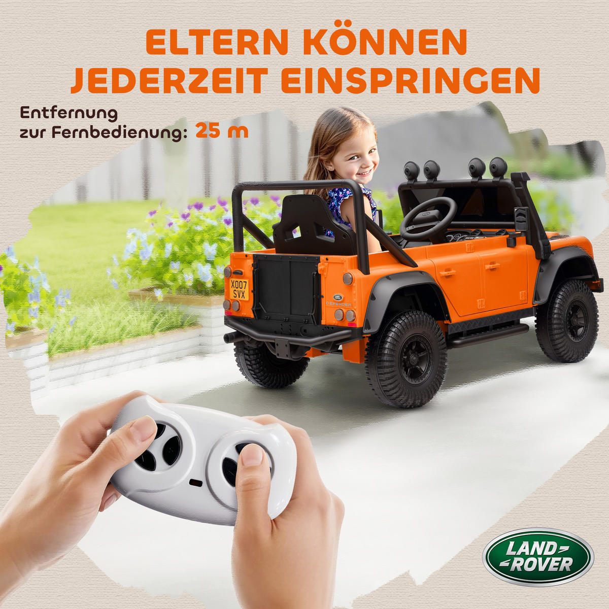 KINDER-ELEKTROAUTO 12V 7Ah Kinderauto mit 2,4 Ghz Fernbedienung Orange - Orange, Kunststoff (115/61/61cm) - AIYAPLAY