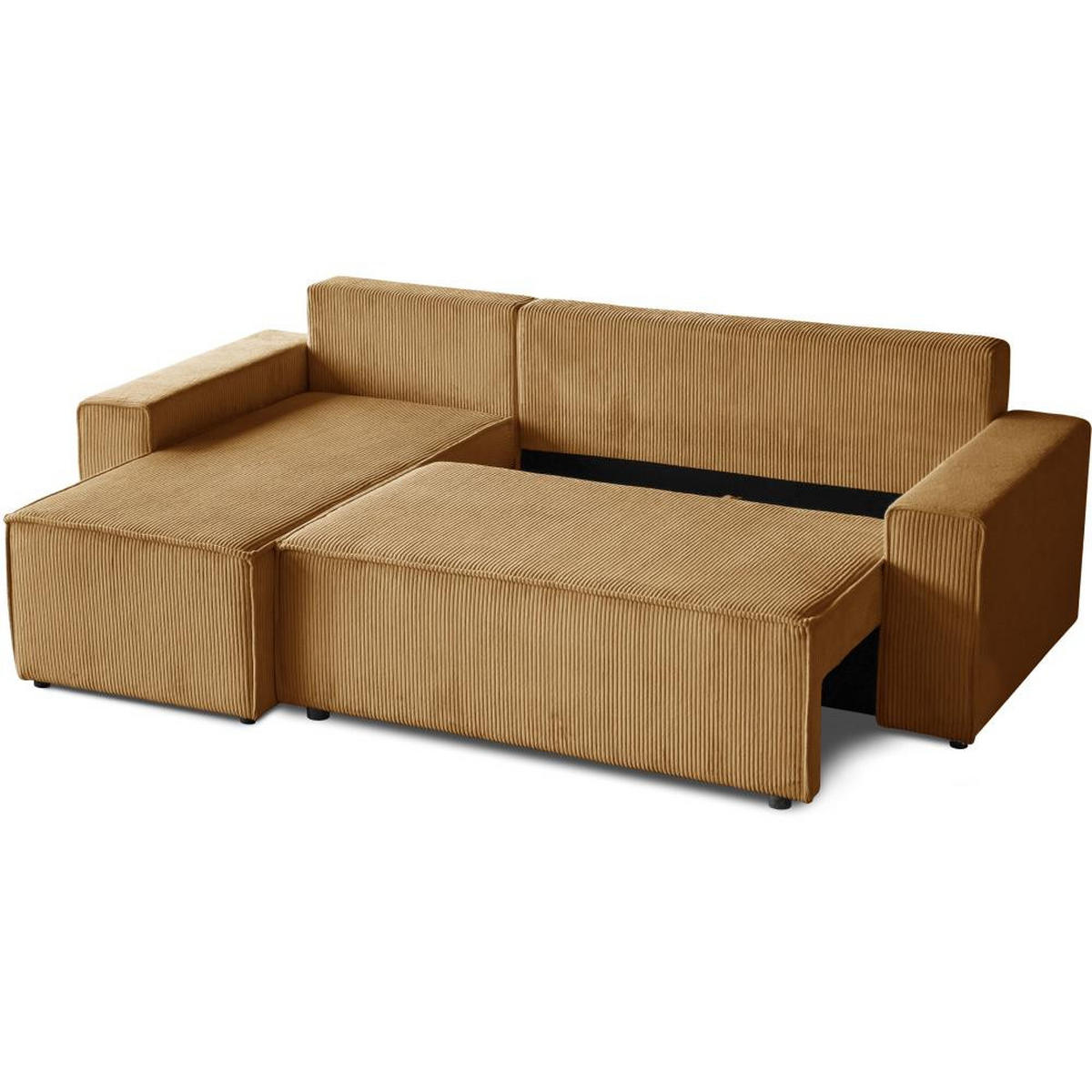 ROHOVÁ ROZKLÁDACÍ POHOVKA Hektor, s funkcí spaní, hořčicová - černá/tmavě žlutá, textil/plast (247/152cm) - Beautysofa
