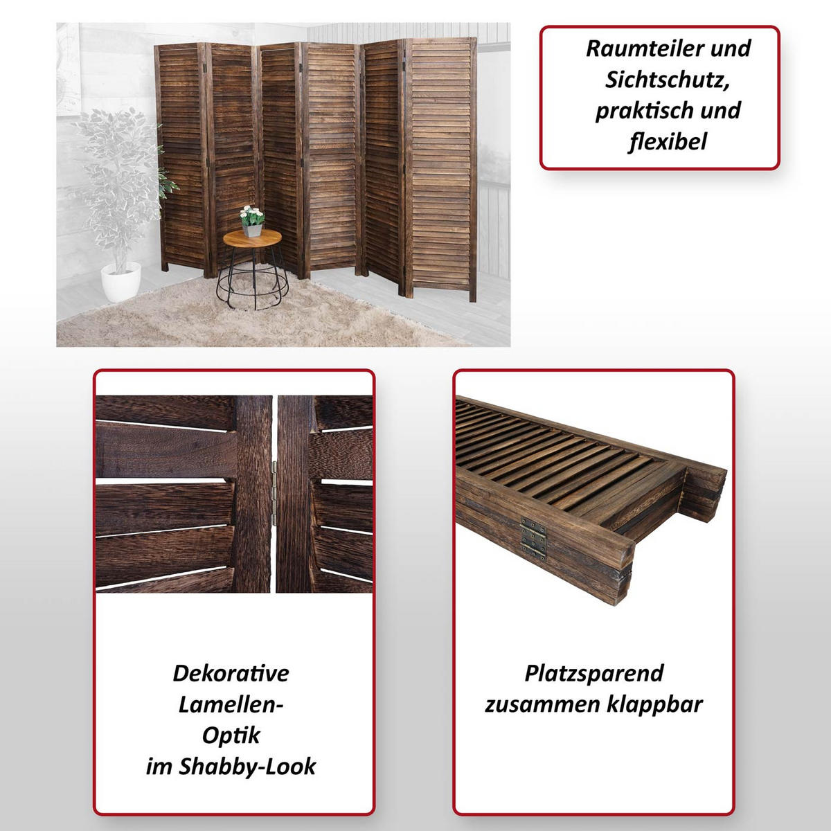 PARAVENT Weiß - Weiß, Holz (243/170/2cm) - MCW