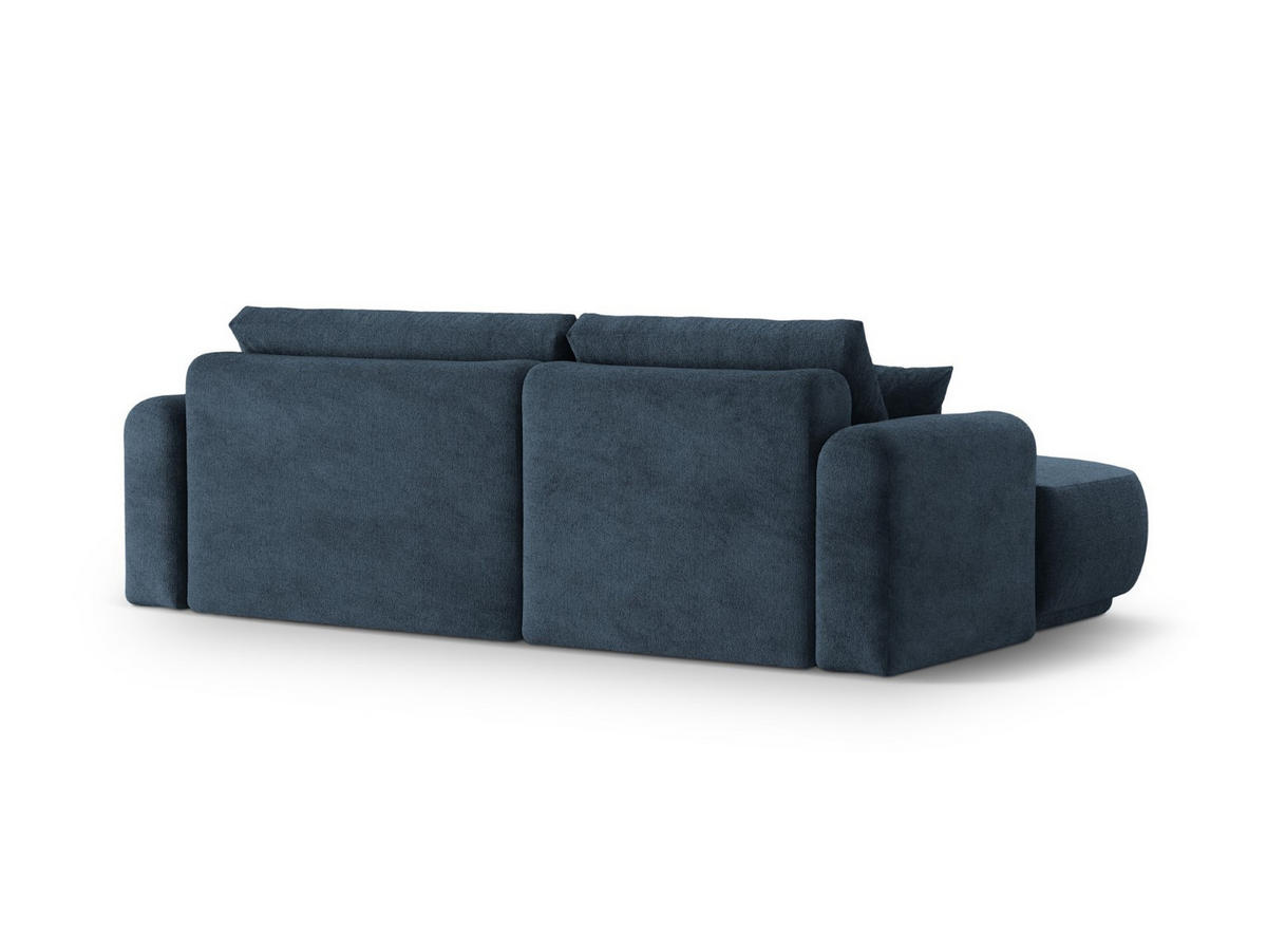 SCHLAFSOFA modular mit Bettkasten links Ella aus strukturiertem Stoff dunkelblau 5 Sitzplätze - Dunkelblau, Textil (174/271cm) - Micadoni