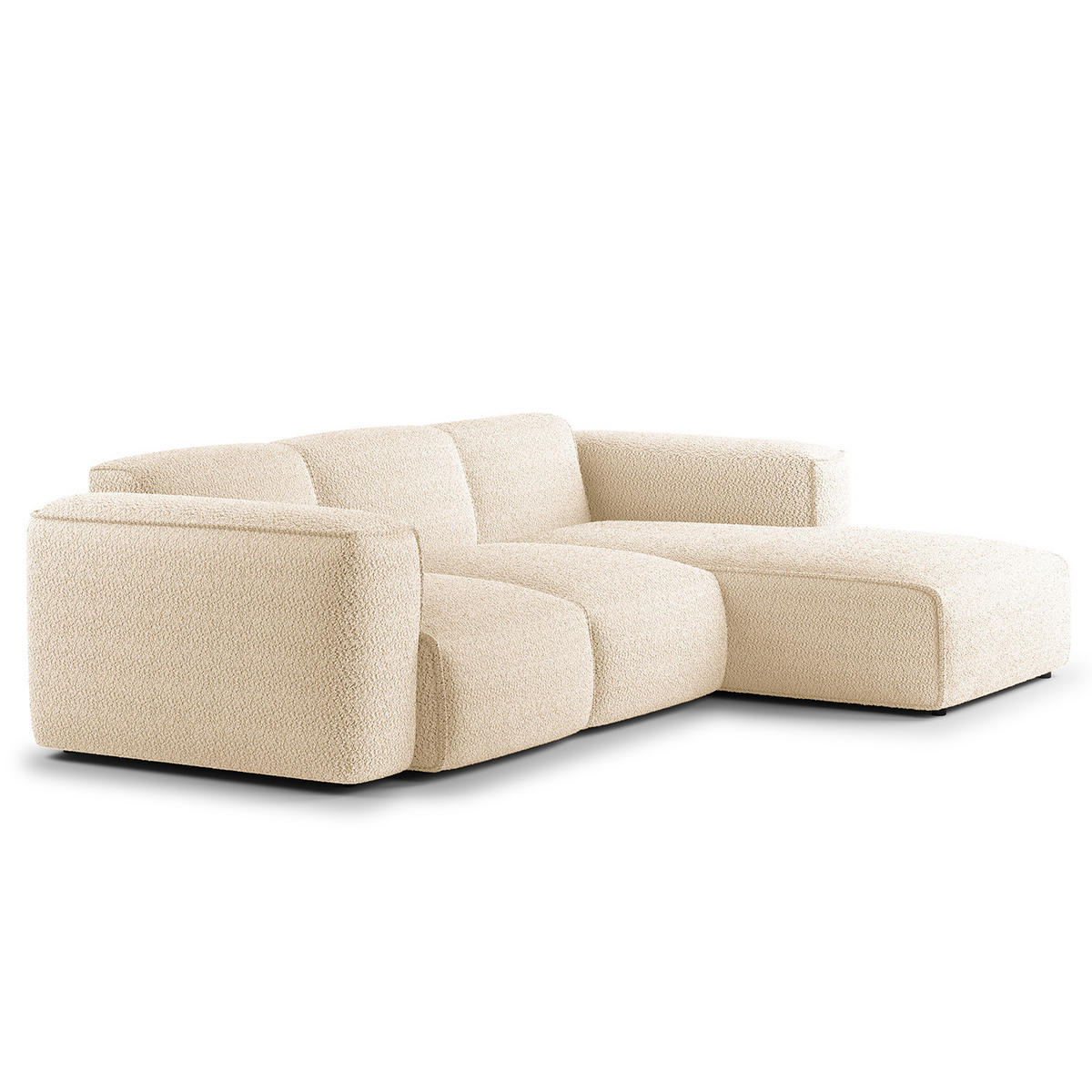 3-SITZER ECKSOFA mit Longchair - Beige/Schwarz, Kunststoff/Textil (251/173cm) - home24