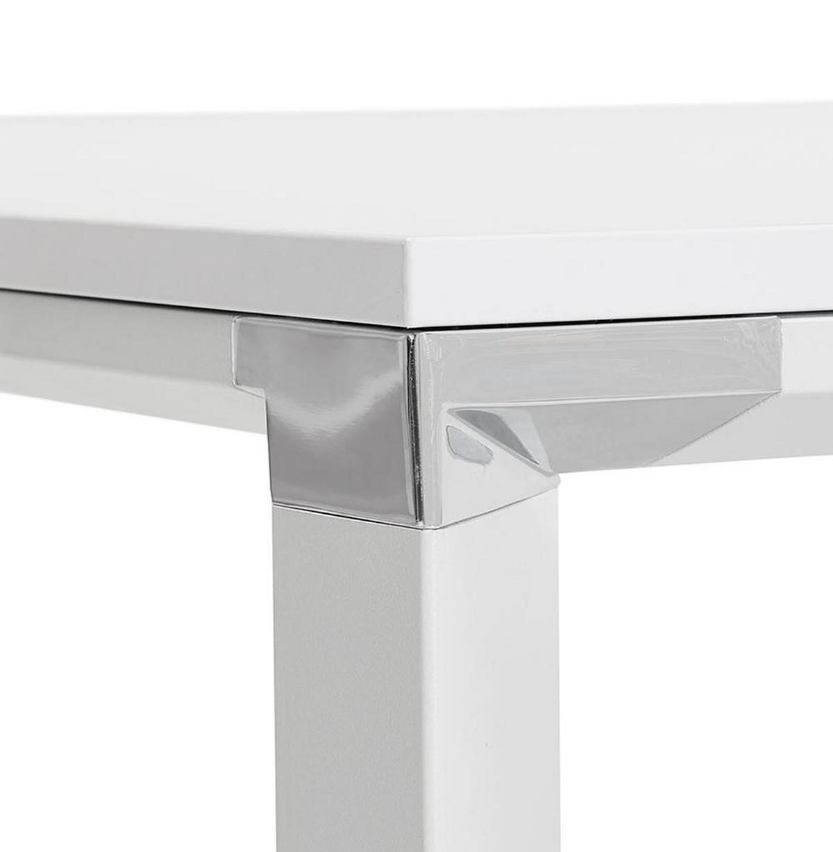 SCHREIBTISCH Minimalistisch Chromakzente Quadratisch KERIX, Weiß 160x160x74,5 cm - Weiß, Holz/Metall (160/160/75cm) - KADIMA DESIGN